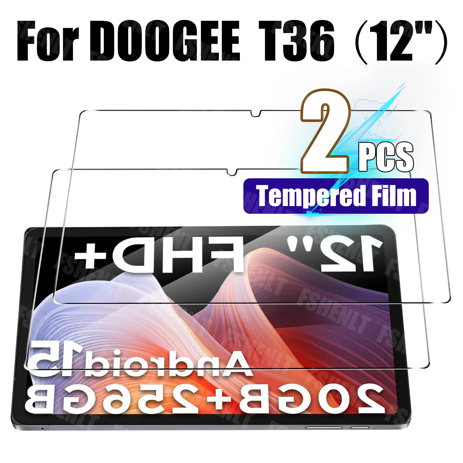 For Doogee T36 (12 inch) 2025 Screen Protector, 9H Tempered Glass Film, Anti Fingerprints,No Bubbles Anti-Scratch