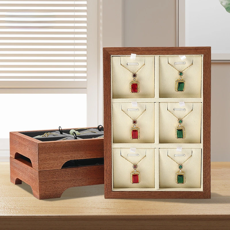 Multi-functional pendant tray jewelry storage tray jewelry display props solid wood light luxury jewelry display tray