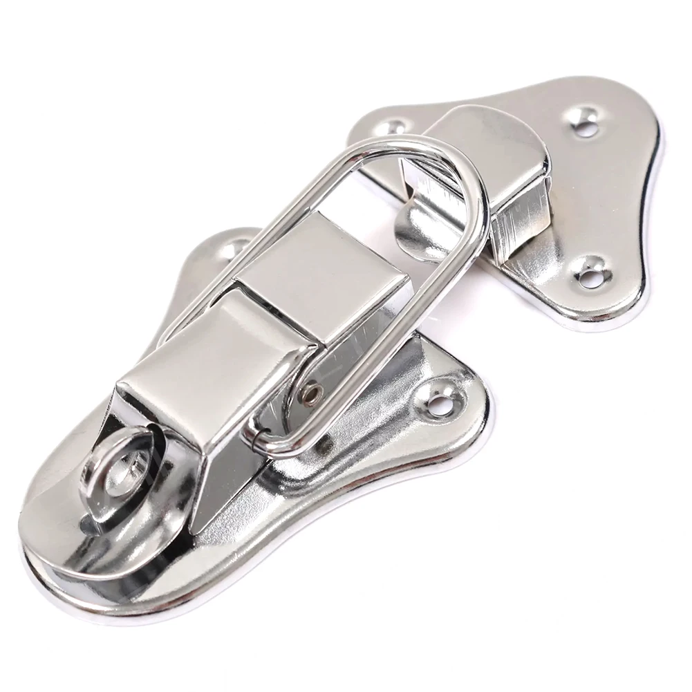 Silver Tool Box Buckle Lock Silver Color Versatile Use 95mm Size Serviceable Hardware Iron Material Pre-drilled Holes