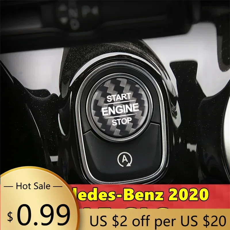 

Steering Covers For Mercedes Benz GLE GLS Car Engine Start Stop Button Cover Real Carbon Fiber Sticker 2020