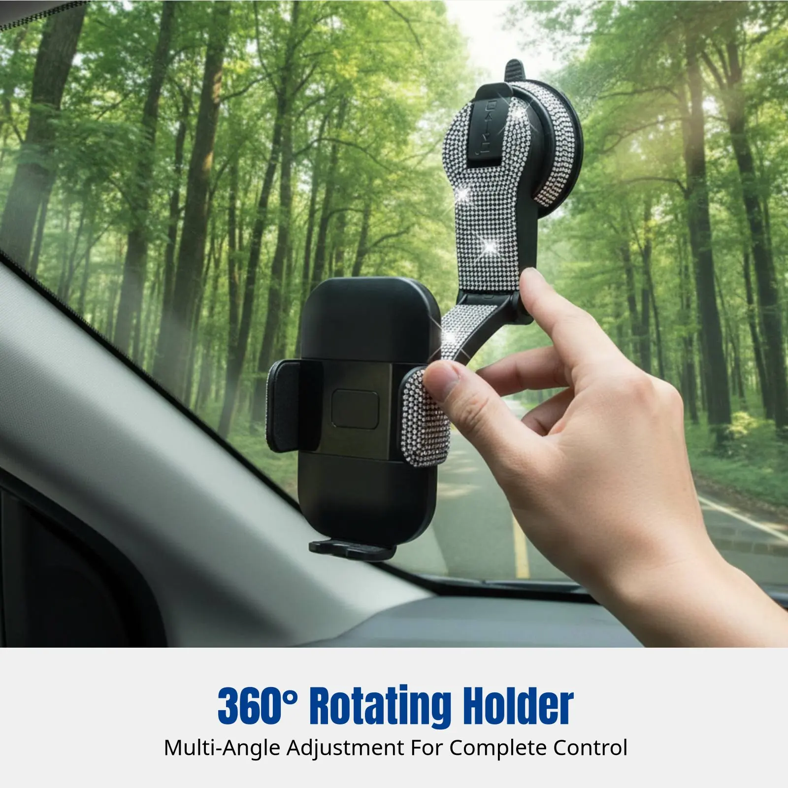 

Держатель для телефона в автомобиль Crystal, универсальное крепление на присоске, 360° ° Вращающаяся подставка для приборной панели с защитой от тряски, многофункциональный навигационный кронштейн