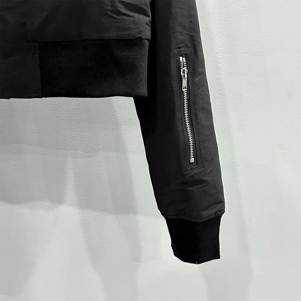 High Street Dark Ro Women's Autumn and Winter Dark Motorcycle Zipper Pocket Retro Slim Fit Short Jacket Cotton Jacket