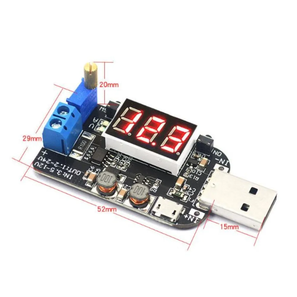 

1PC 3W Adjustable Power Module Replacement Adjustable USB Voltage Regulator Module 5V To 3.3V 9V 12V 18V 24V With Voltage