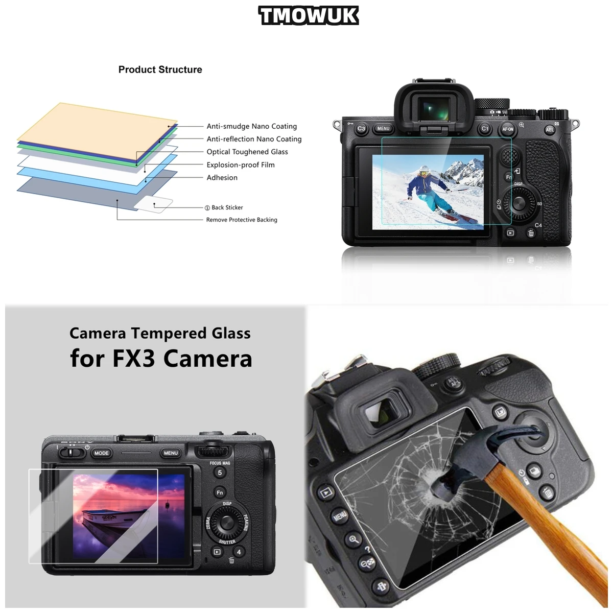 

For A7S3 A7R3 A7RM3 A7RMII A7MII A7MIII A7C - 9H Oleophobic LCD Tempered Glass Protector