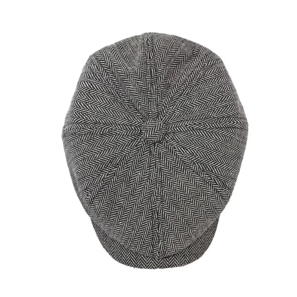 Autumn Winter Casual Men Newsboy Hat Retro Style Tweed Material Octagonal Cap Classic Flat Design Beret Hats Men Casual