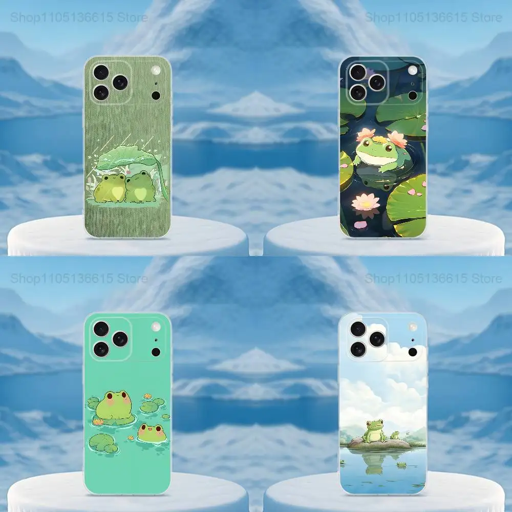 Funda de teléfono con dibujos de rana de arte bonito para iPhone 16,15,14,13,12,11,17 Pro,Max,Plus,X,XS,XR,SE,Mini funda suave transparente