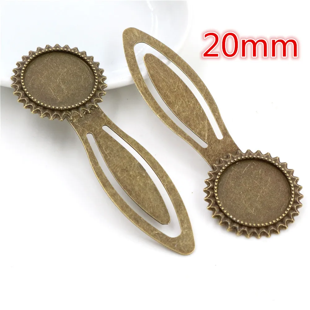 2pcs Antique Silver Plated Bronze Bookmark Cabochon Base Set