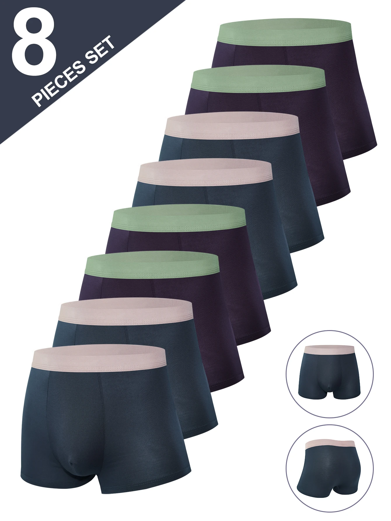 

8 Piece Men's Multi Color Mix and Match Casual Fashion Underwear Youth Large Comfortable Sports Flat Pants Shorts