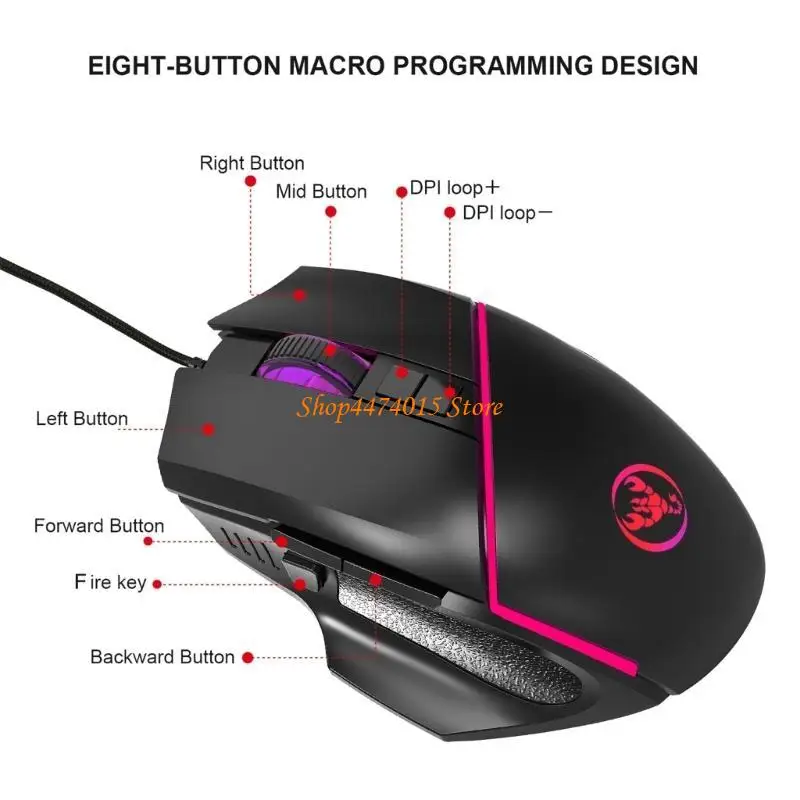 

K1AA Plugs and Play Wire Keyboard and Mouse Set with Comfortable Keystrokes Clear Characters for Gamers Office Workers Use