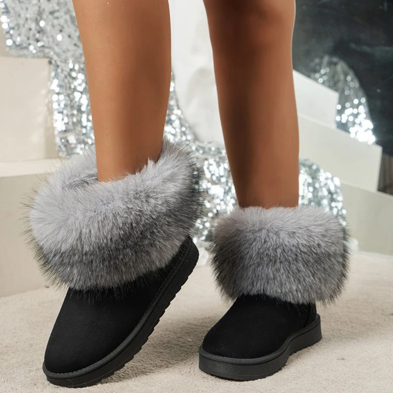 

Зимние женские пушистые ботинки Y2K, зимние ботинки с художественным мехом, уличные женские ботильоны, нескользящие ботинки для теплая хлопчатобумажная обувь