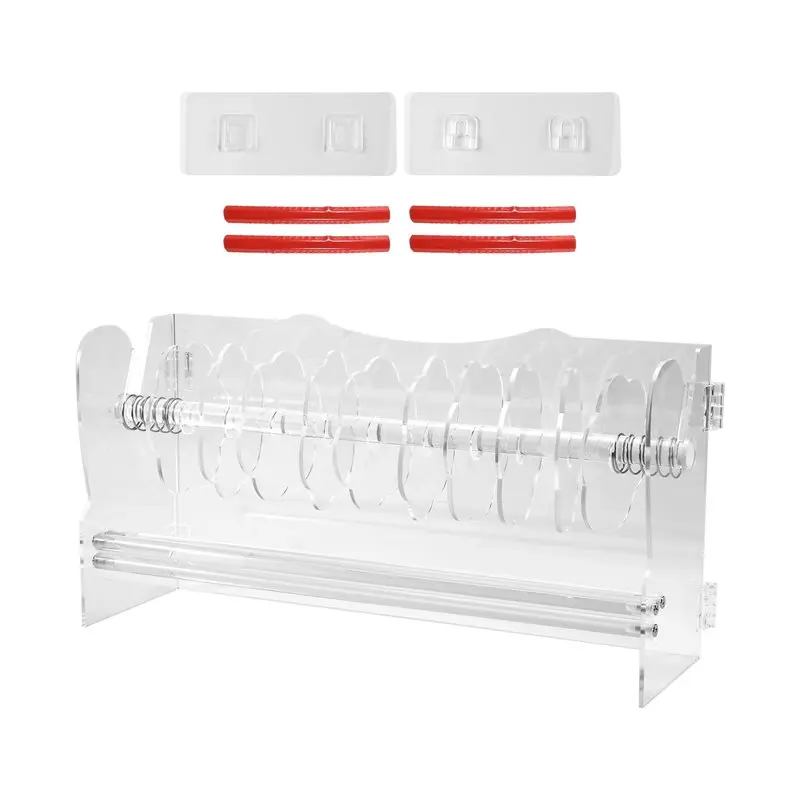 [NEW!A08R】 Adjustable Clear Acrylic Label Dispenser,8 Disks Sticker Roll Holder For Home Desktop