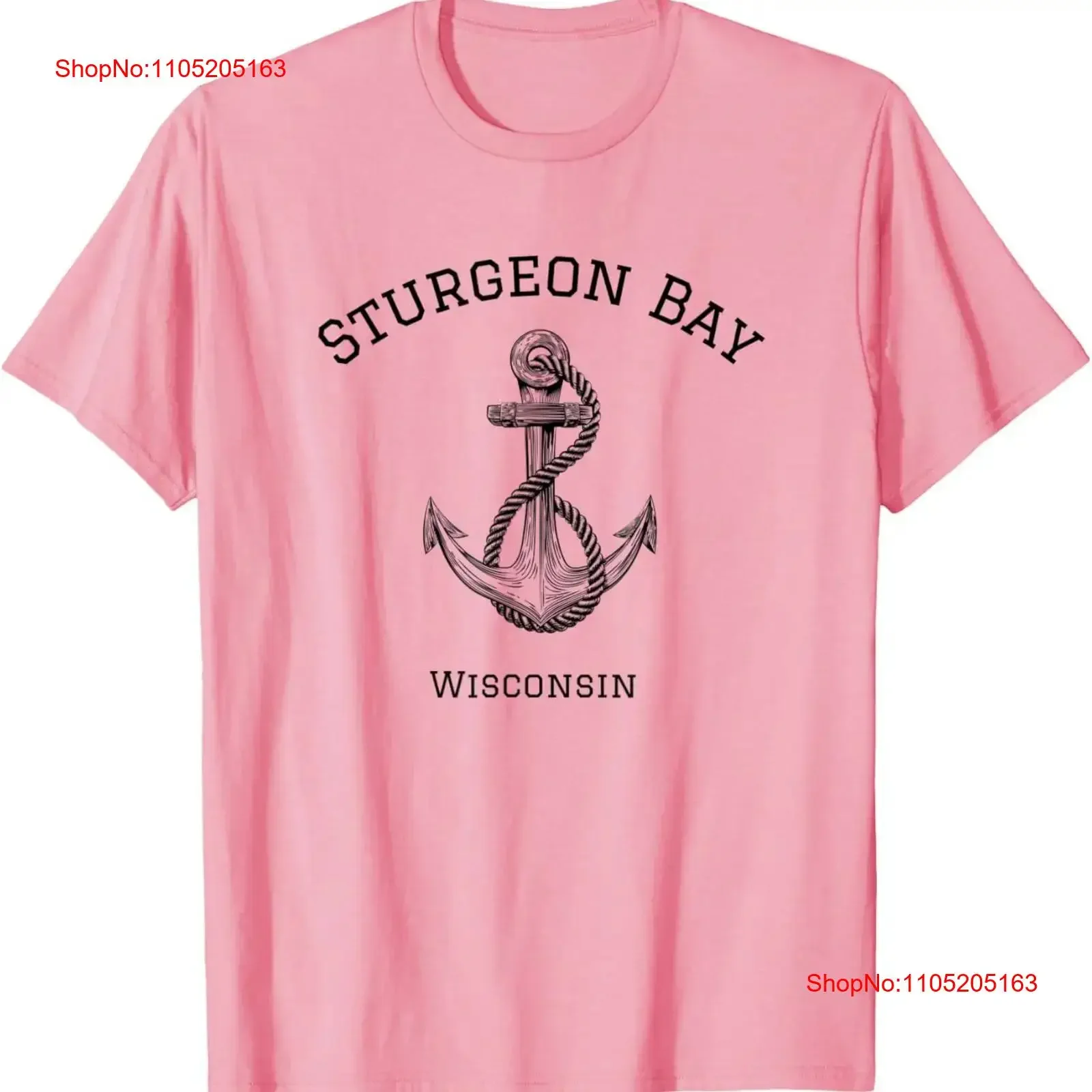 تي شيرت Sturgeon Bay Door County Wisconsin Nautical تي شيرت عتيق مغسول كاجوال مريح للجنسين مصمم أزياء الملابس