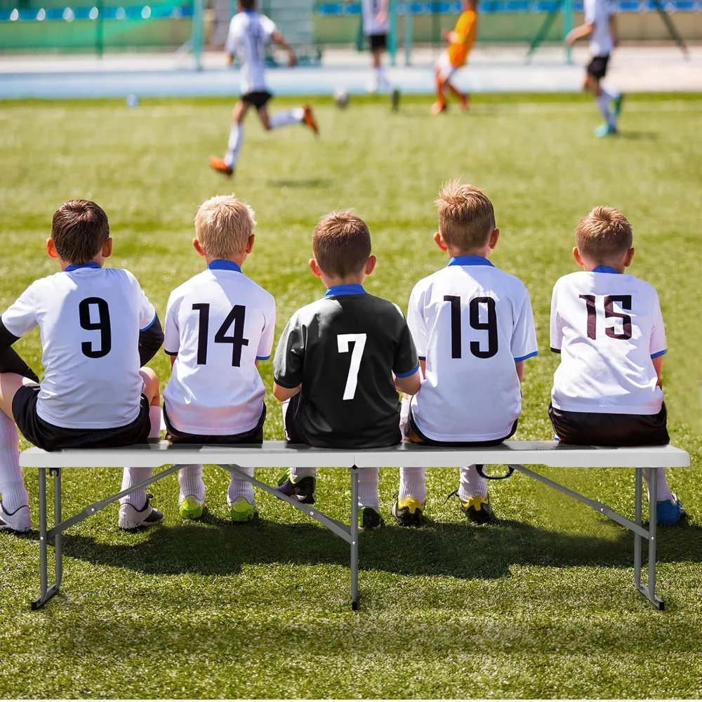 6 feet Plastic Folding Bench,Portable in/Outdoor Picnic Party Camping Dining Seat, Garden Soccer Multipurpose Entertainin