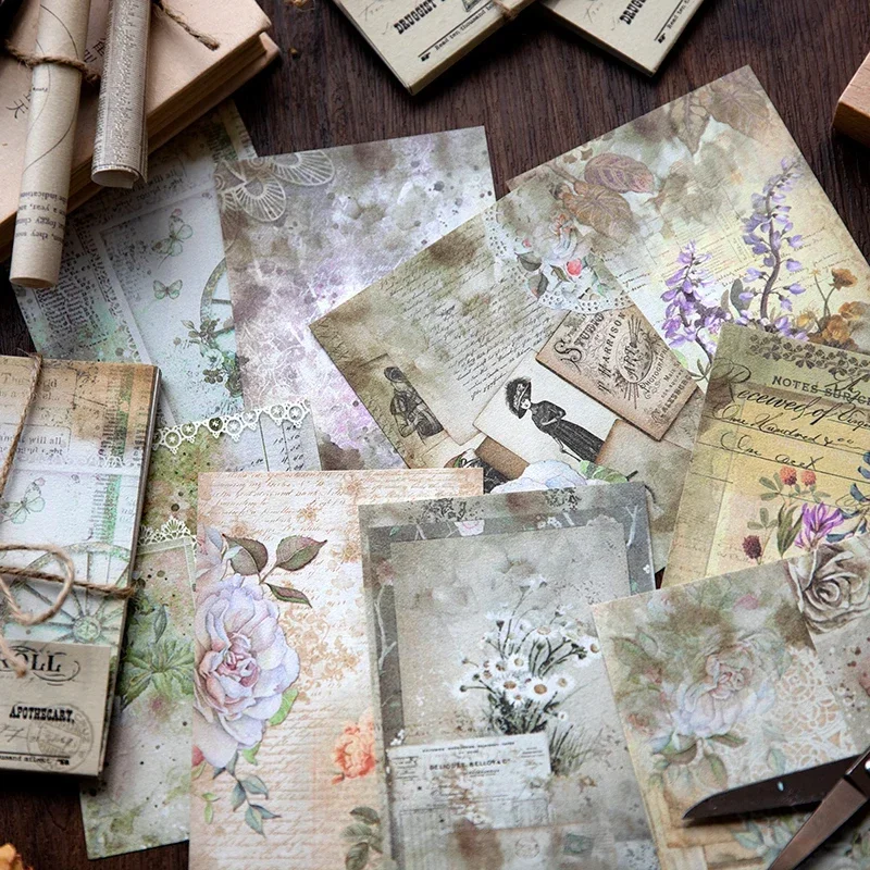 30Pcs Message Recording Material Paper Memo Pad Butterfly Scroll text message recording collage manual account diary 130*90MM