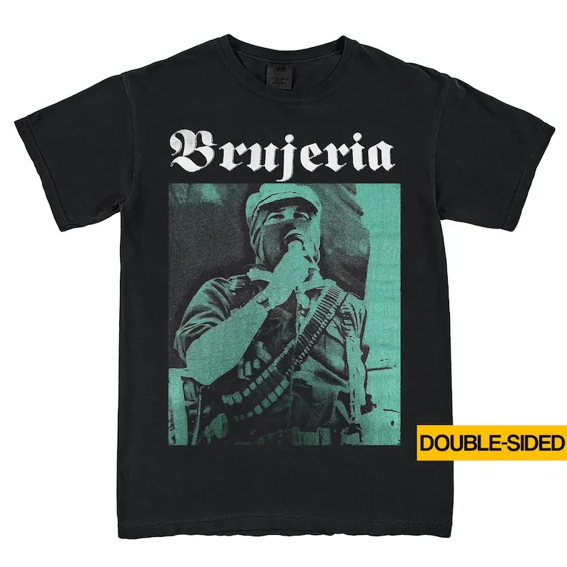 New Rare Brujeria Mexicanos No Latinos EZLN Comandante Marcos Emiliano Zapata Retro T Shirt Doublesided Vintage Style