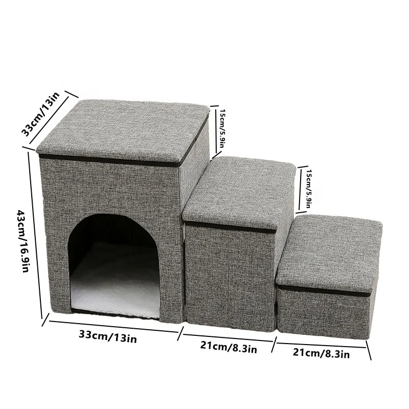 3 Steps Multi Functions Folding Dog Puppy Cat Ramp Ladder Foldable Storage Pet Stairs