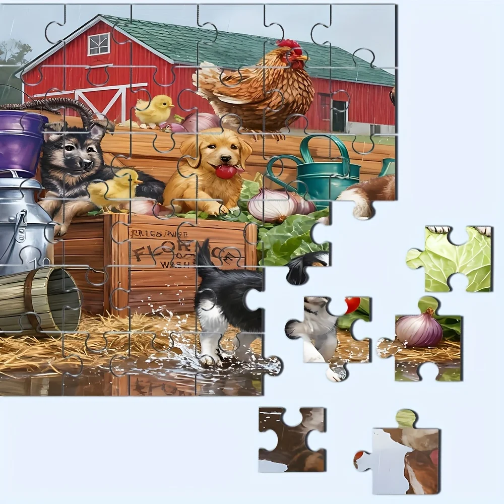 Puzzle grande da 500/1000 pezzi per adulti - Scena di fienile per animali da fattoria e trattore con oltre 1000 pezzi Opzione, libro puzzle impegnativo per la famiglia