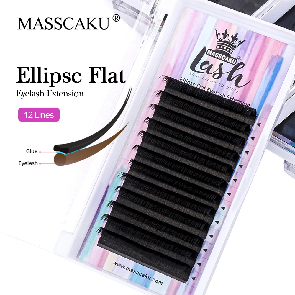 

Ellipse Flat Eyelashes Extensions 0.15 0.20 0.25mm Thickness False Mink Double Split Tips Shaped Eyelash from MASSCAKU