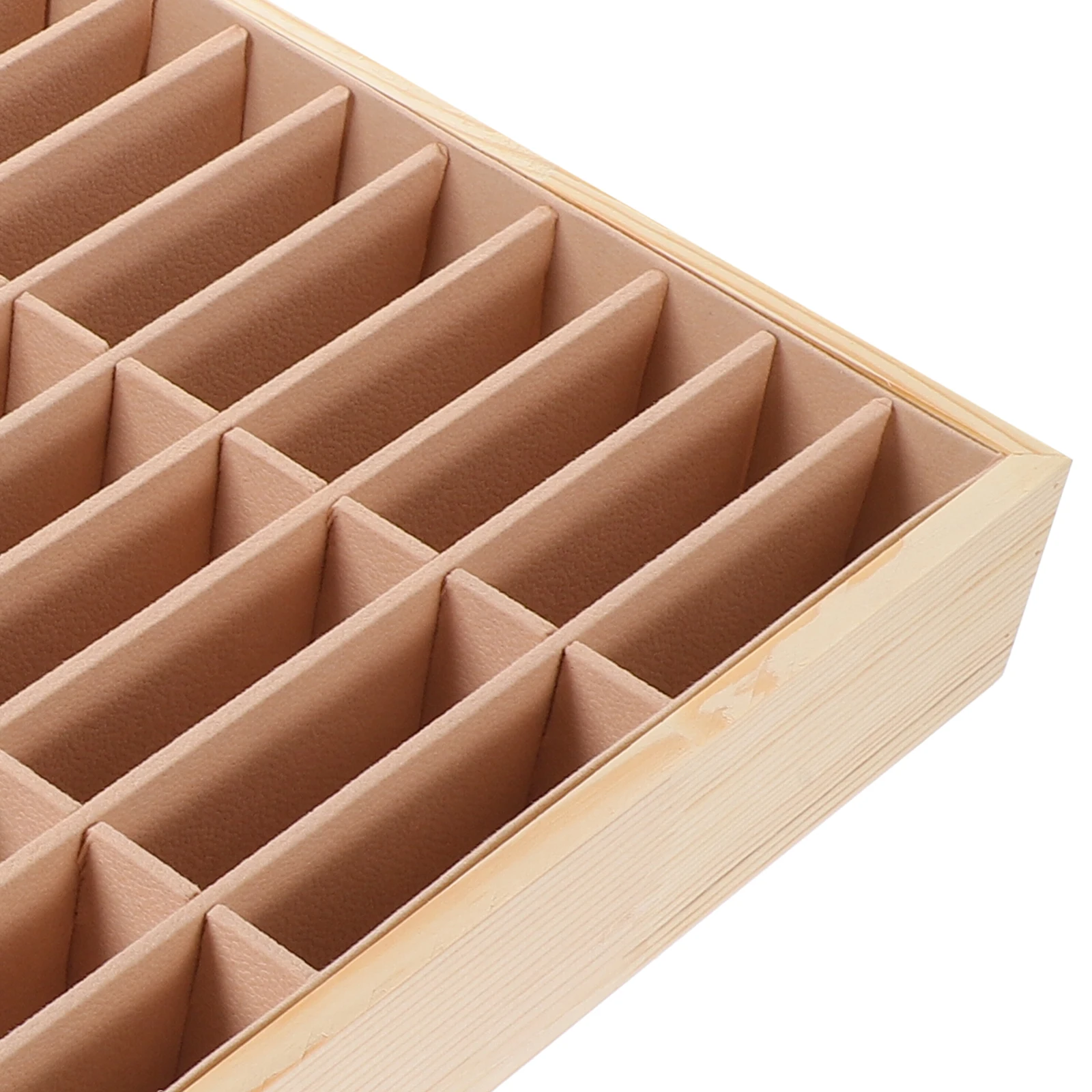 

40-Slot Wooden Lint Jewelry Storage Desktop Organizer For Rings Earrings Necklaces Keys Multi Grid Trinket Tray Household
