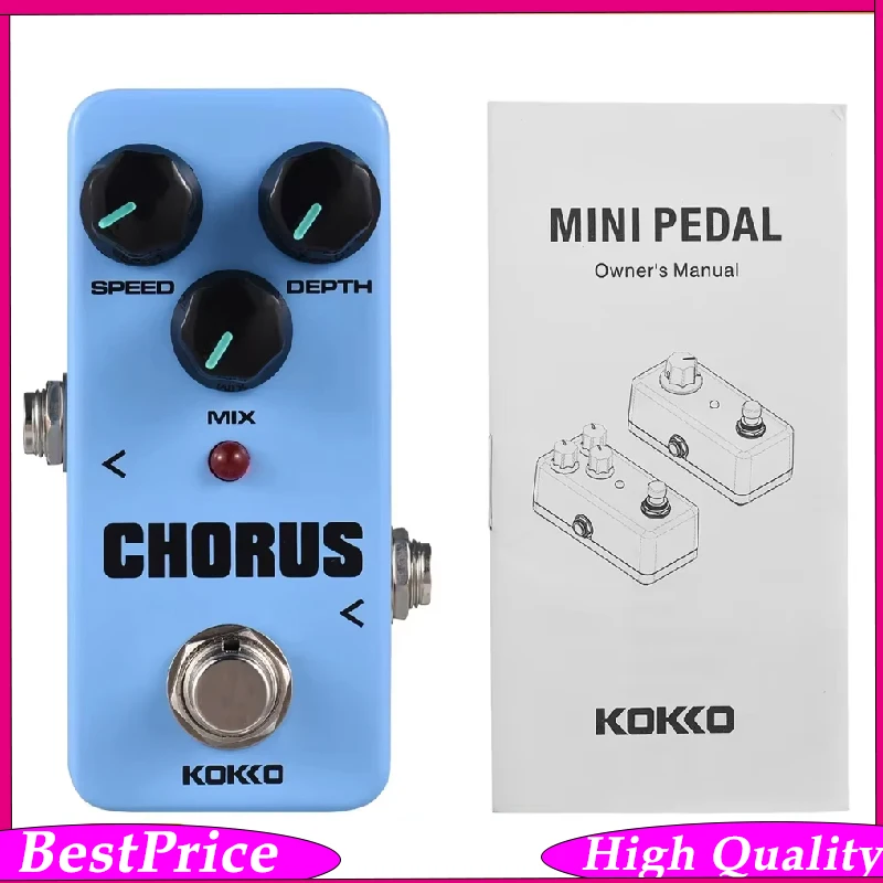 Pedal de Efectos para Guitarra Eléctrica KOKKO CHORUS FCH-2, Efector de Guitarra Portátil True Bypass con 3 Perillas de Control, Mini Efector de Guitarra