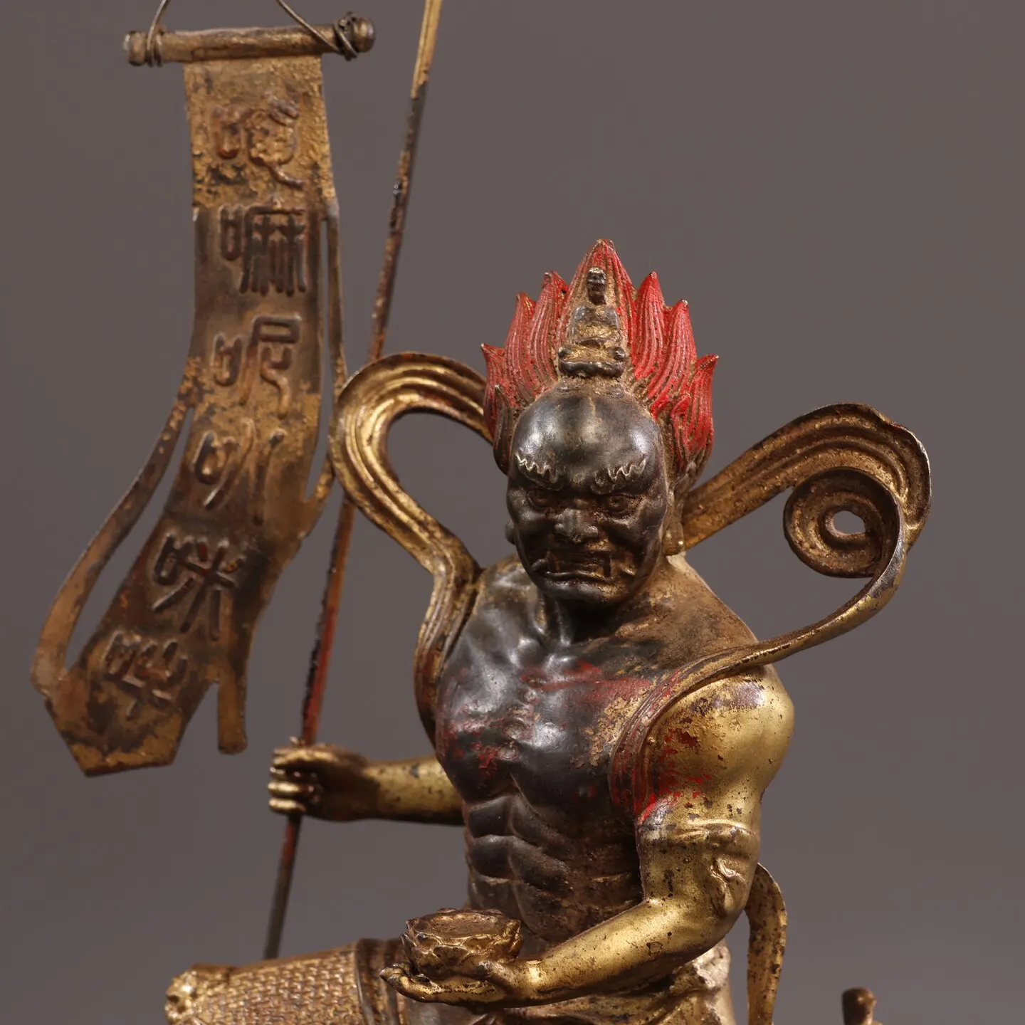 One Bronze Statue of Vajra Krodha (Dharmapala), Clay-Gilded, Solid Craftsmanship & Exquisite Detail