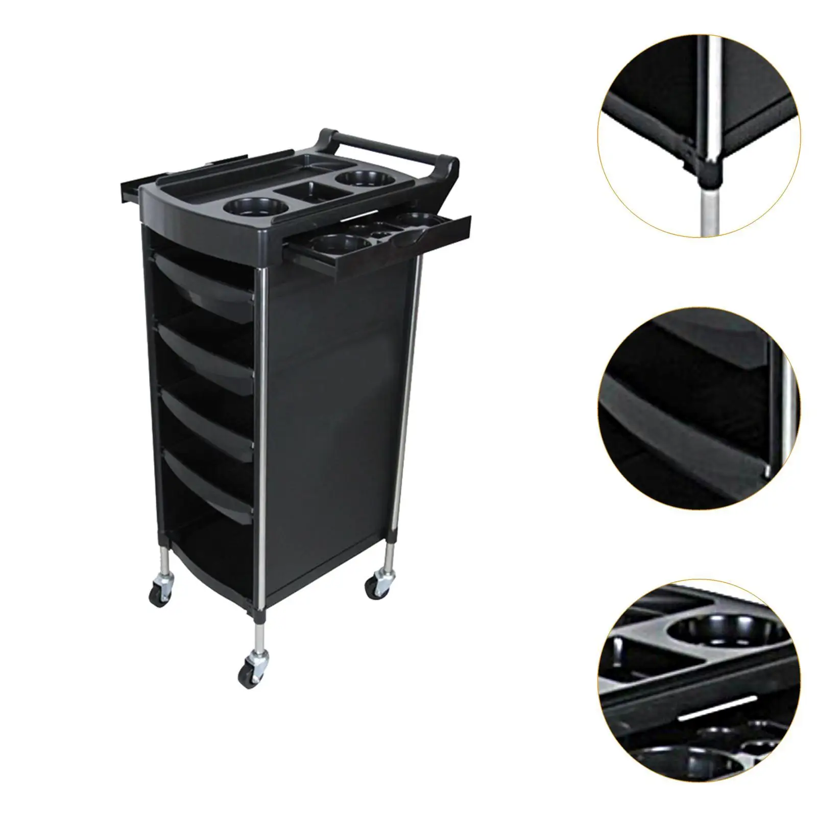 รถเข็นอุปกรณ์เสริมสวยเคลื่อนที่ รถเข็นถาดเสริมสวยแบบมีล้อ สำหรับร้านเสริมสวยและสปา