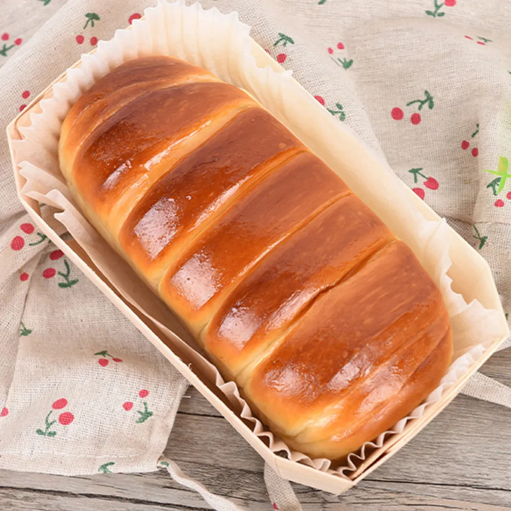 

20pcs Bread Baskets Disposable Food Container For Dessert Cake Sushi Takeaway Packaging Wooden Bread Storage Boxes Dried Fruit