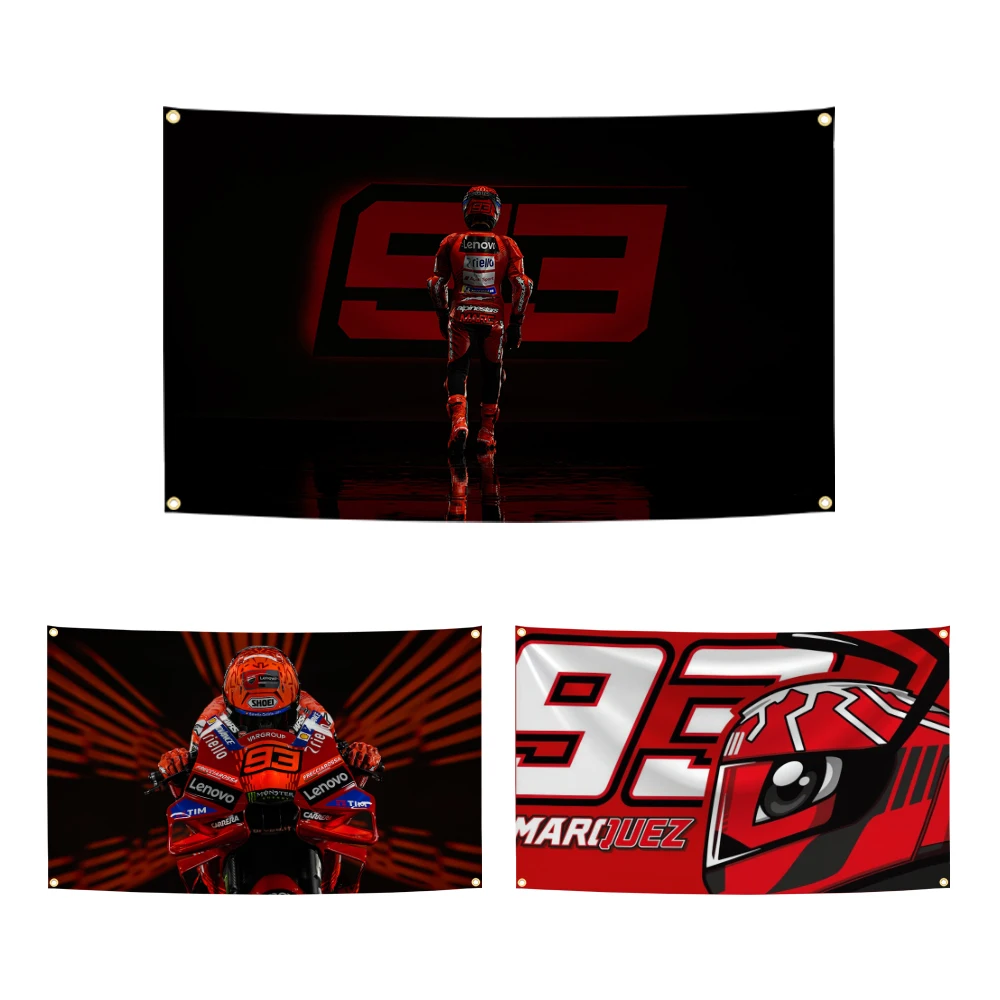 

90x150cm Motorcycle Race Game Fans 93 Marquez Flag Polyester Digital Printing Banner for Garage Wall Art Decoration Tapestry