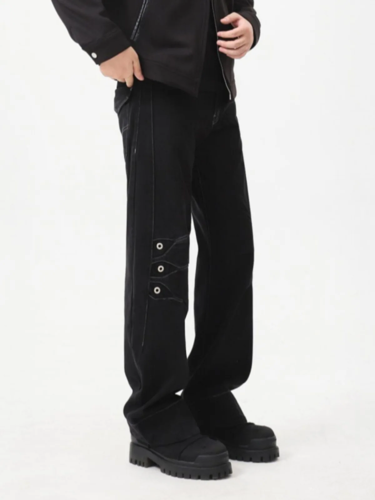 Novo Jeans Masculino Preto Largura Solta com Pernas Retas 2025 Estilo Casual  gem Escura