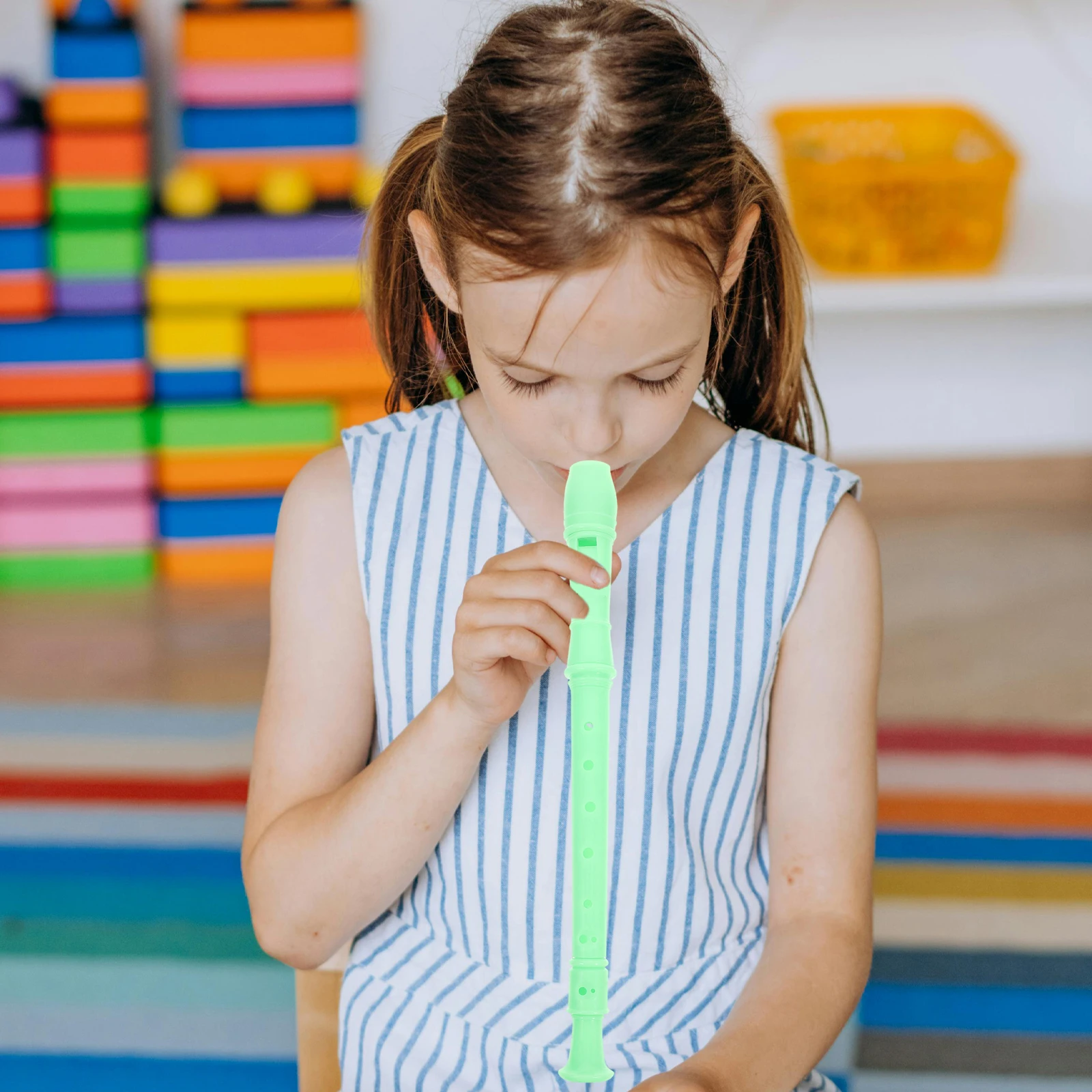 

8 Hole Soprano Recorder Flute With Cleaning Rod For Kids Adults School Band Early Learning Music Education Light Green