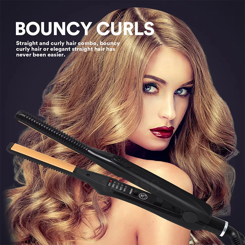 Two-in-one mini straightening and curling hair dryer  Professional ceramic short straightening hair device  Men's and women's beard straightening hair dryer  Must-have for travelers