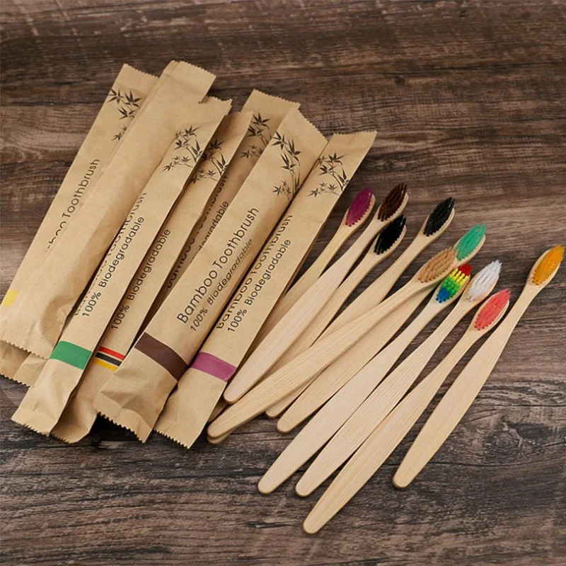 

10pcs Colorful Natural Bamboo Toothbrush Soft Bristle Charcoal Teeth Whitening Bamboo Toothbrushes Soft Dental Oral Care