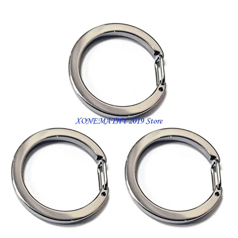 

F42F 3 Pcs Round Spring Clasp Keyring C Buckle Metal Spring Open Keychain Split Rings