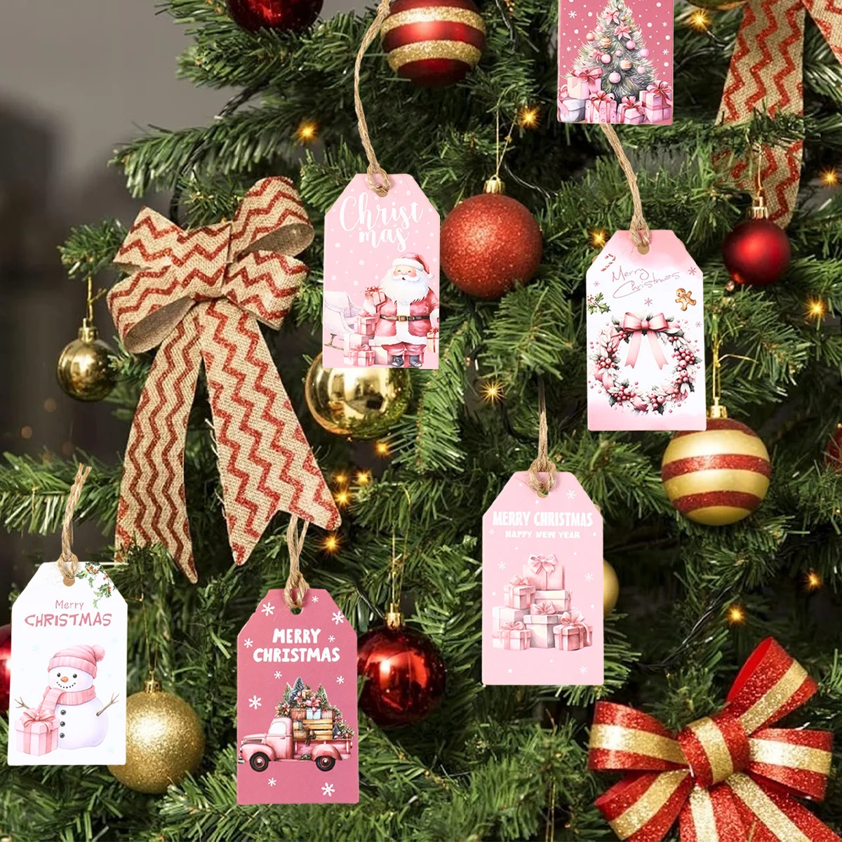 

Christmas Paper Tags Merry Christmas Decoration for Home 2025 Xmas Tree Hanging Label Ornaments Navidad Natal New Year Gift 2026