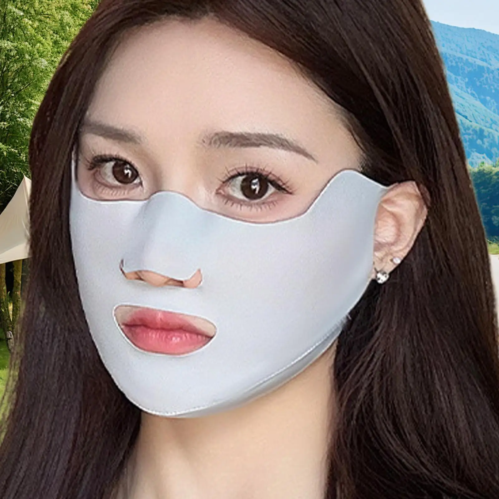 1PC  UV Protection Face Mask Breathable Ice Silk Mask Washable Dustproof Sunscreen Mask Anti-UV Outdoor Riding Face Mask
