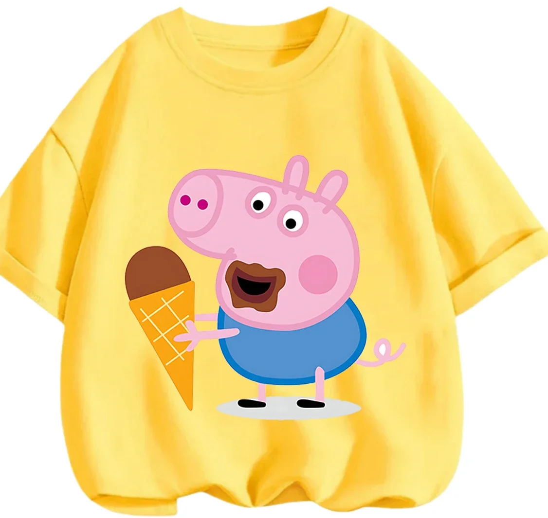 

Summer Casual Youth Tee Cute Kawaii Cartoon Graphic Crew Neck Kids Tops Peppa Pig Boys Girls 3 14