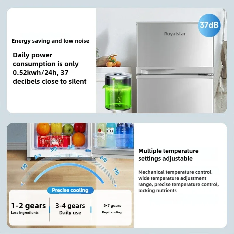 ثلاجات بباب مزدوج 68 لتر للمنزل، ثلاجة موفرة للطاقة، ثلاجة غرفة تأجير عنبر مع فريزر عميق Z
