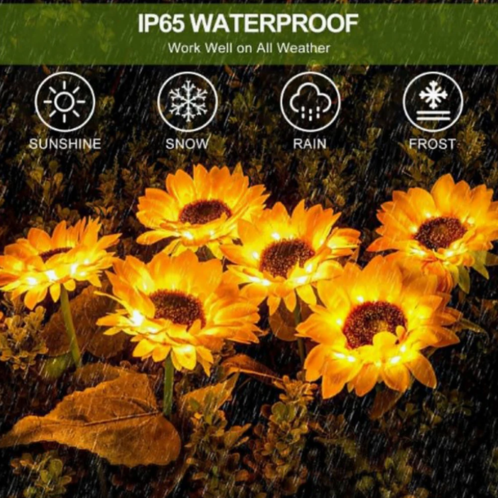 

Led Solar Sunflower Lights Ip65 Waterproof Outdoor Landscape Solar Lamp For Courtyard Villa Garden Decor Flower Light