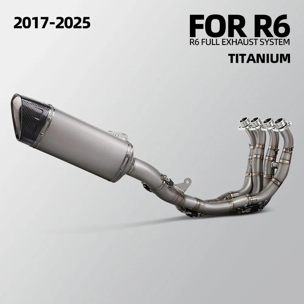 

Для Yamaha R6 2017-2025 лет мотоциклетный выхлопной полный титановый коллектор без шнуровки, карбоновый глушитель, комплект для побега и гонок