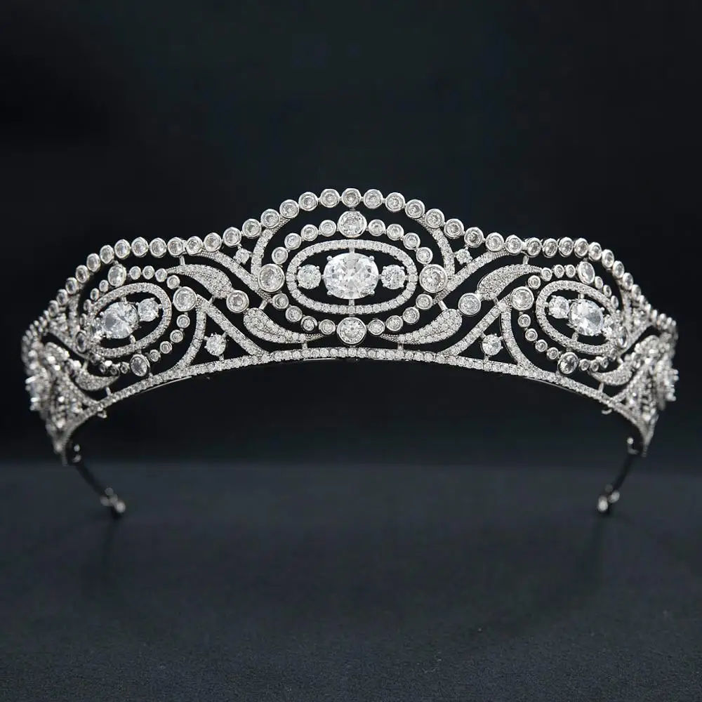 

SEPBRIDALS Cubic Zirconia Duchess of Calabria's Replica Tiara for Wedding,Crystal Princess Tiaras Crown for Bride Hair Jewelry