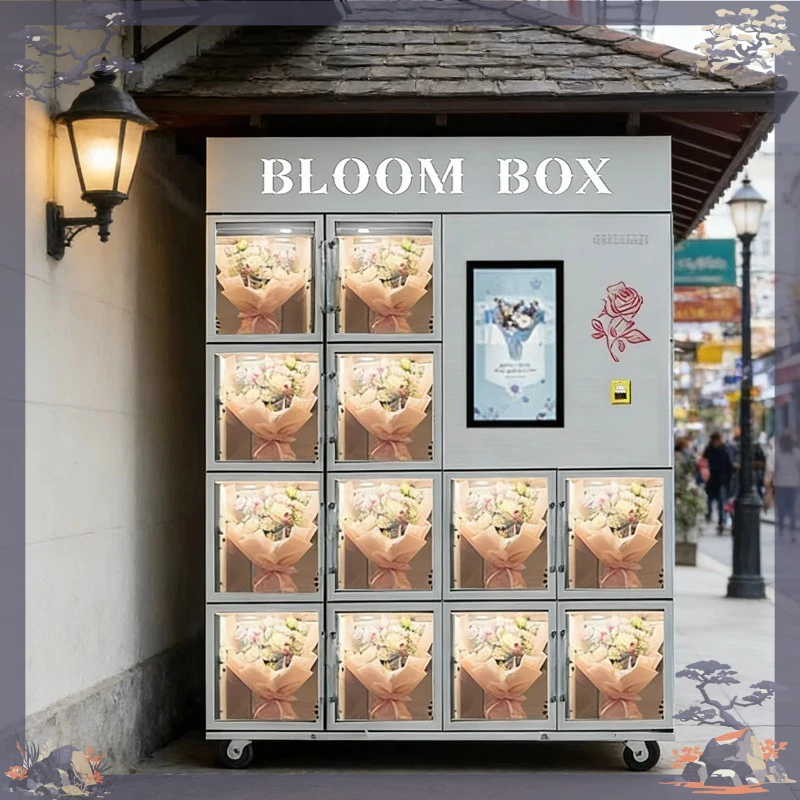 Fresh Flower Vending Machine 12-slot 22-inch Touch Screen High-end Customized Compressor Cooling Cloud-Based Management Mall Use
