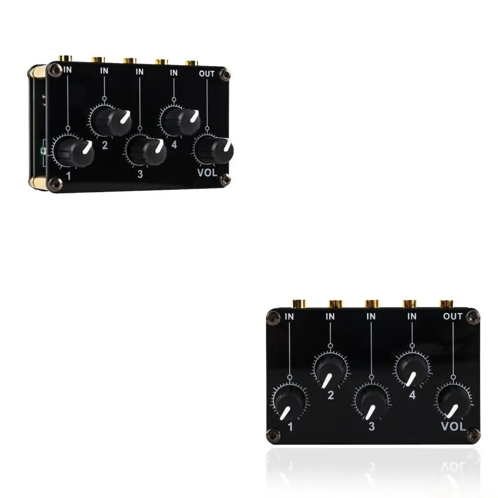 

M5TD Аудиомикшер Стерео 4-в-1-выход AUX Пассивный микшер 3,5 мм Управление линейными уровнями