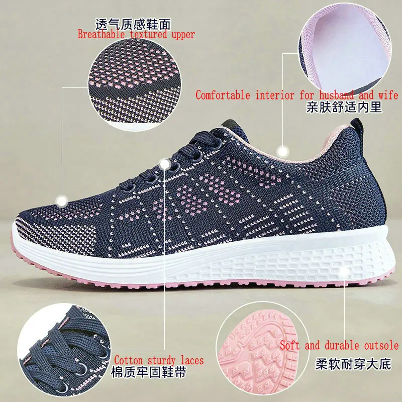 High Quality Fashion Autumn Athletics Running Shoes Women Flying Weave Non-slip Casual Sneakers Ladies Cushioning Jogging Shoes