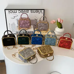 Luxury Designer Square Box Bag Ladies Cell Phone Chain Shoulder Bags Women Clutch Handbag Purse Evening Banquet Party