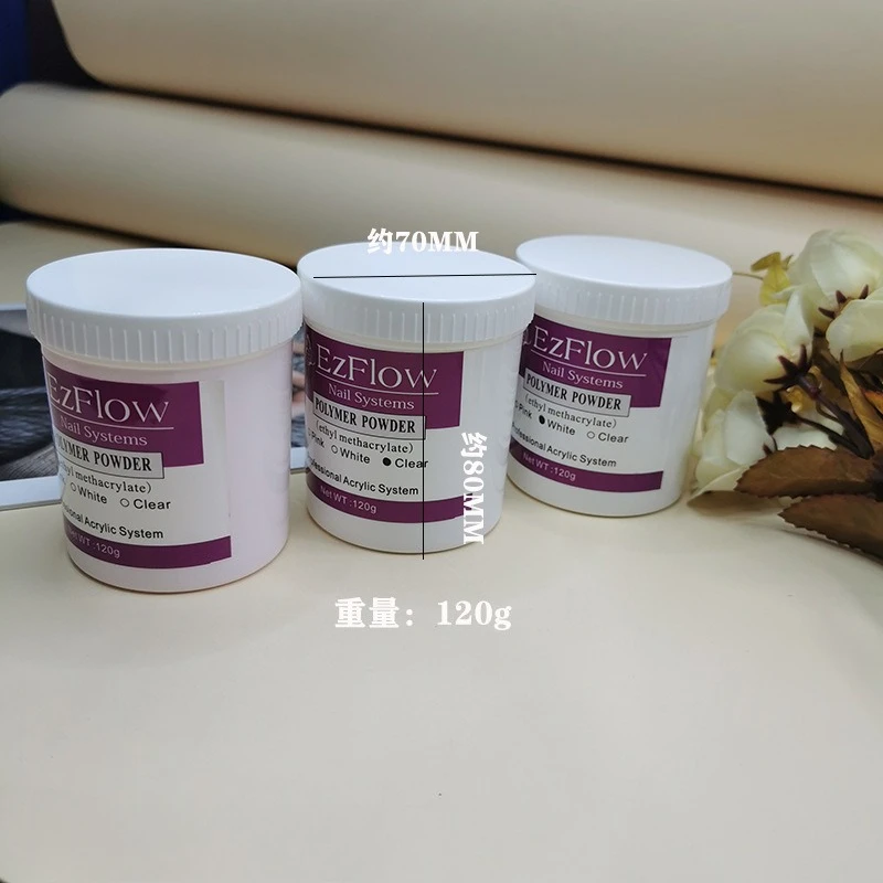 120g Acrylic Nail Carving Powder, 3 Colors Pink/Clear/White Dip Powder Set