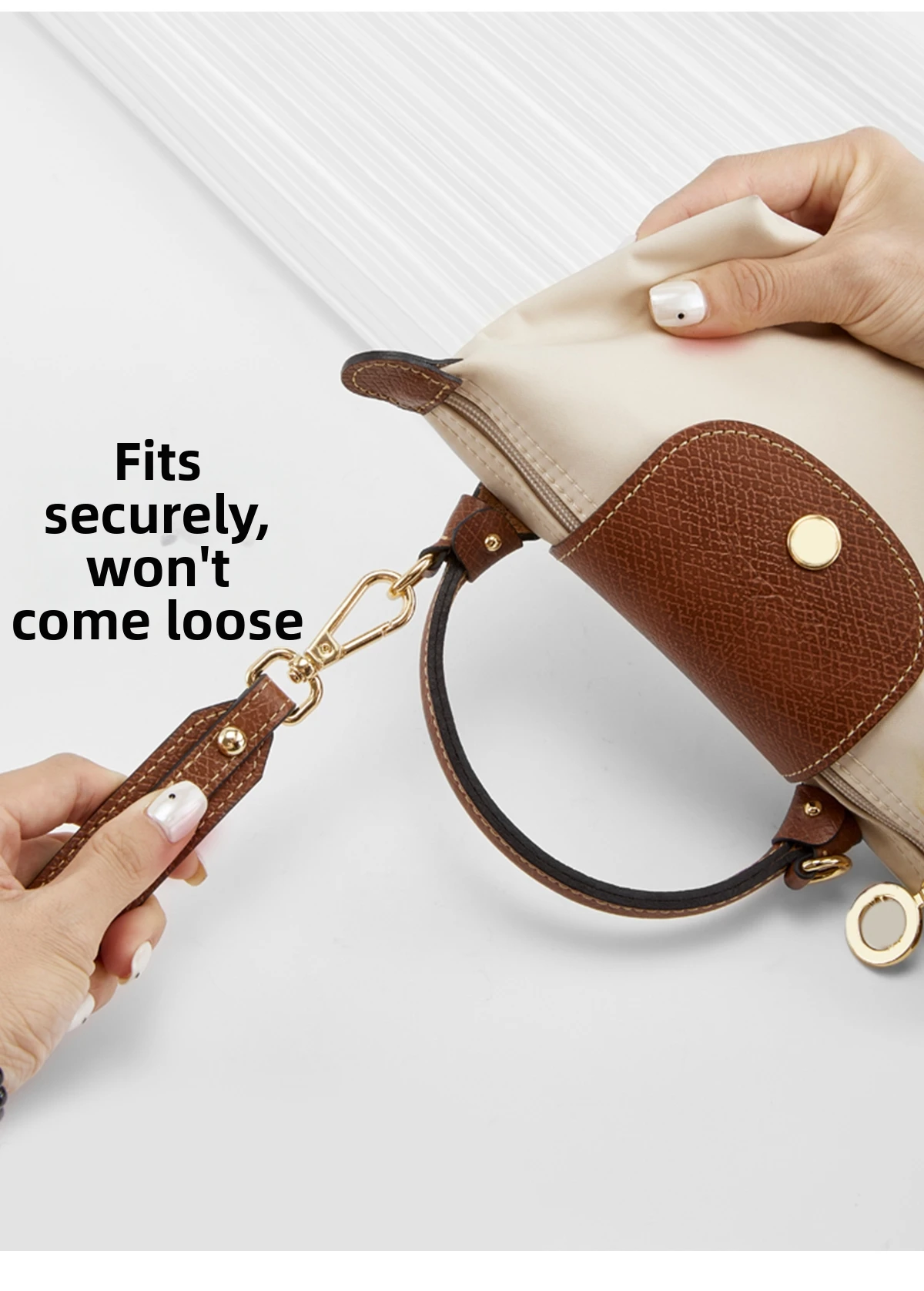 Genuine Leather Shoulder Strap Fit For Longchamp Mini Le Pliage Punch Free Crossbody Bag Strap Accessories