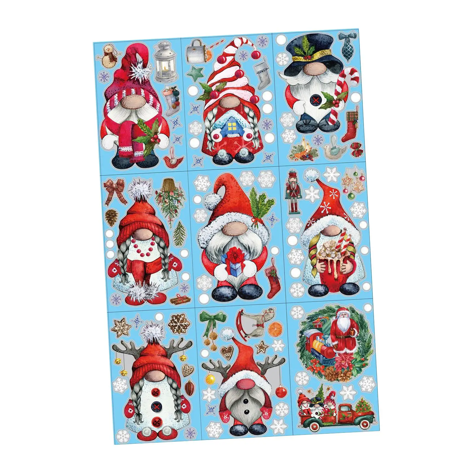 9 Pieces Christmas Window Clings, Xmas Stickers Ornament Decal Gifts Mural Xmas