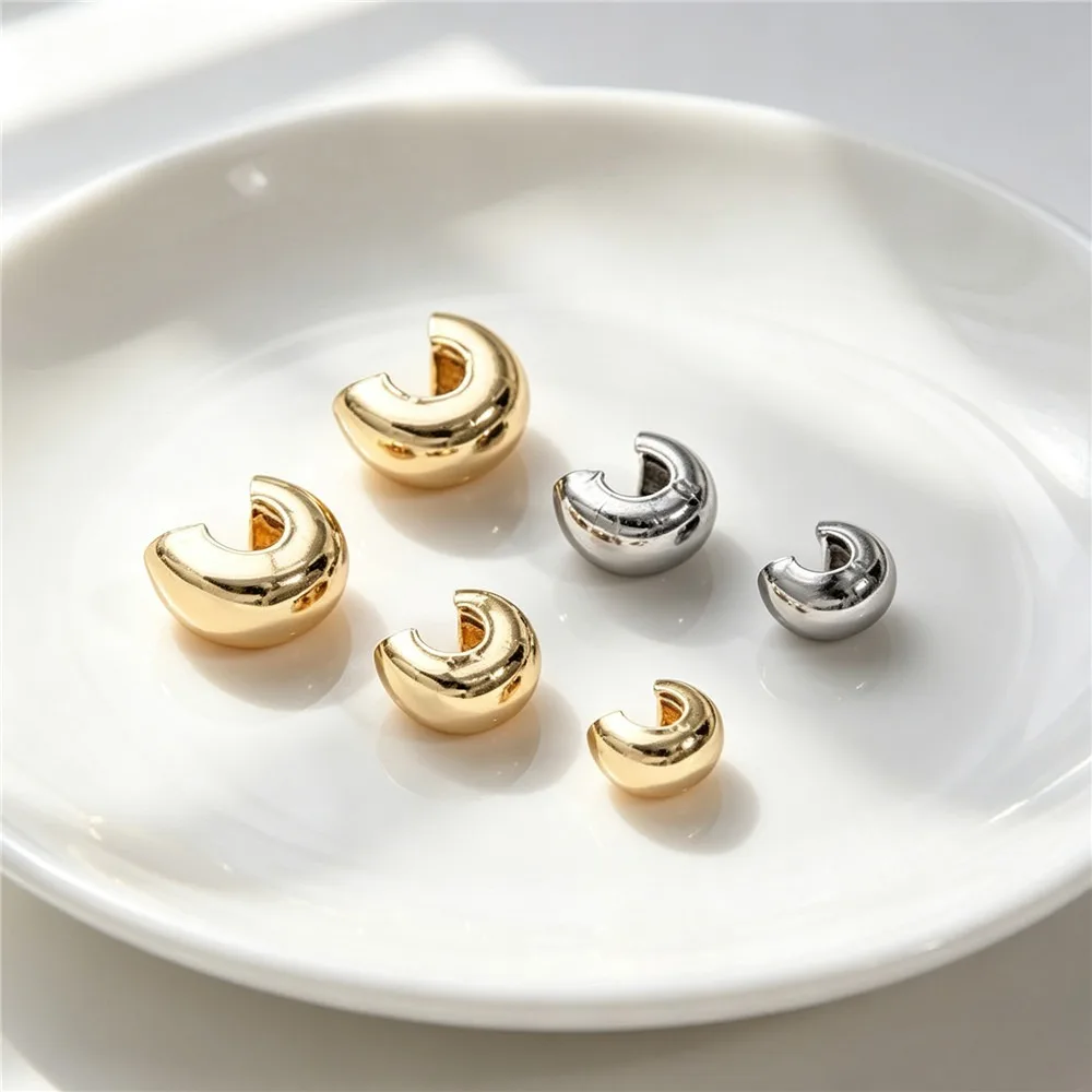 Non-Fading Titanium Steel C Clip Crescent Buckle With Pumpkin Shape Position Spacer Beads DIY Bracelet Necklace Jewelry Findings