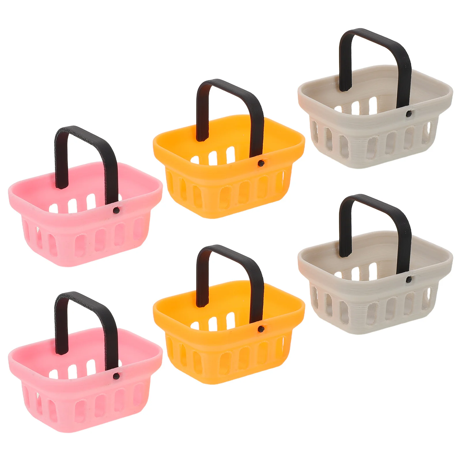 6Pcs Miniature Kitchen Grocery Basket Mini Supermarket Basket for Role Play Pretend Play Dollhouse Storage Toy House Decoration