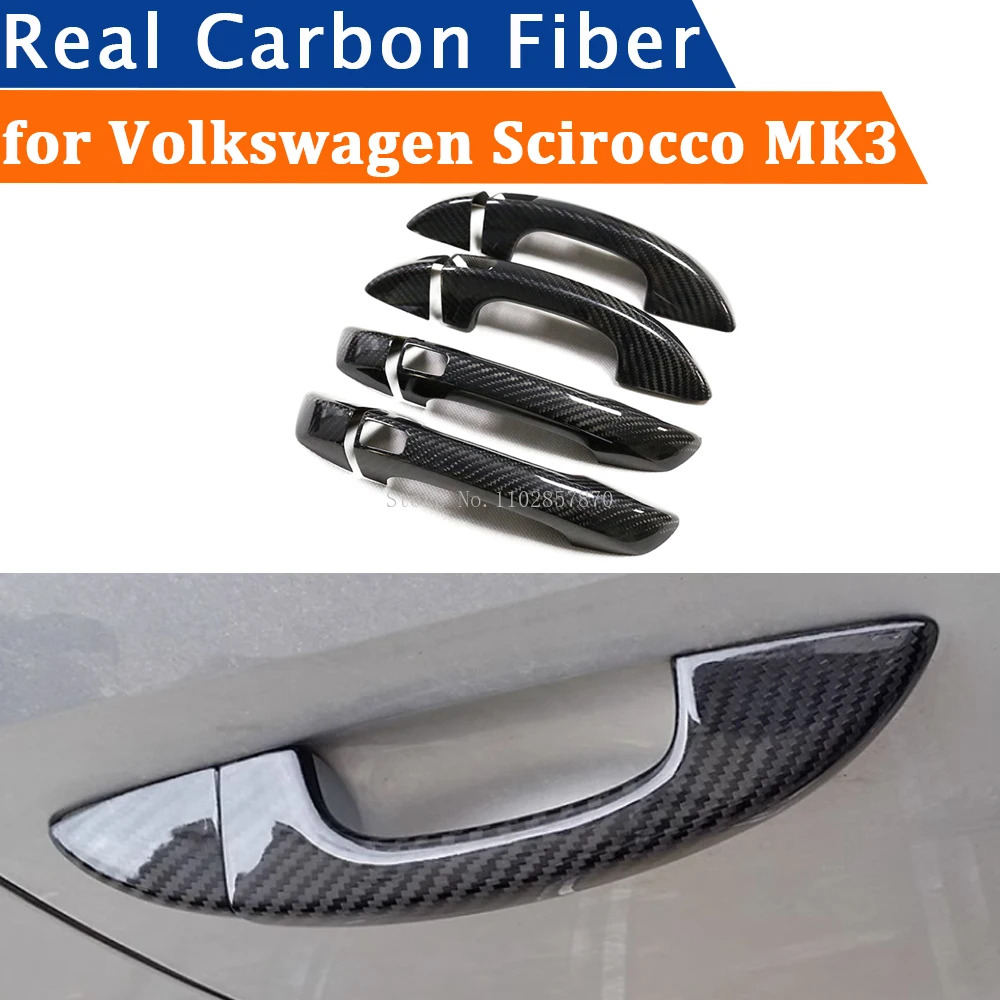 

For Volkswagen Scirocco MK3 2009-2017 Accessories Real Carbon Fiber Door Handle Cover Frame Sticker Exterior Trim Bodykit